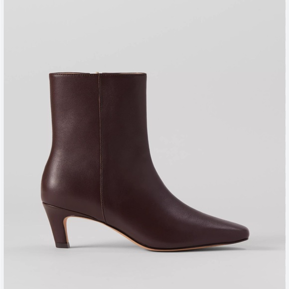 Ann Taylor Dark Brown Leather Heeled Ankle Boots with Side Zip Closure Size 8 - Picture 1 of 8